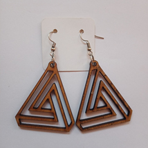 Wooden earrings handmade natural casual earrings - triangle - £11.16 GBP