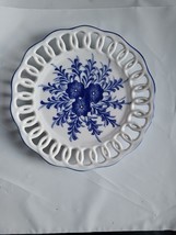 Ceramic Chinoiserie Perforated Basket plate Floral Centerpiece - $12.95