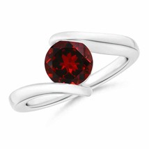 ANGARA 7MM Solitaire Round Natural Garnet Ring in Sterling Silver Size 7.5 - £212.26 GBP