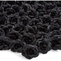 50 Pack Black Roses Artificial Flowers Bulk, 3 Inch Stemless Fake Silk Roses For - £23.52 GBP