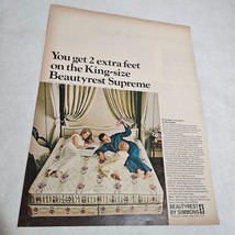 Simmons Beautyrest Supreme Mom Dad Child on mattress Plane Vintage Print... - $6.98