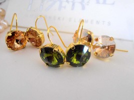 Swarovski Earrings / Drop Rivoli Hook Earrings / Dangle Crystal Earrings / Olivi - $27.00