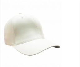 Men's Guys Flexfit Yupoong Plain Baseball Hat Cap Lid Solid Ivory Size S/M New - £17.29 GBP