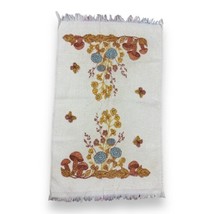 Vtg Cannon Mushrooms &amp; Flowers Kitchen Dish Towel Brown Golden Yellow Blue 14x24 - £15.19 GBP