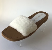 NEW STUART WEITZMAN Cammy Shearling-Strap Slide Sandals, Natural (Size 7 B) - £62.89 GBP