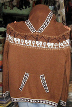 Unisex Peruvian Hooded Sweater, Alpacawool Brown Jumper Cardigan - $93.00