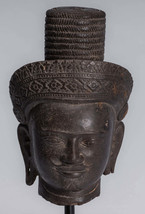 Ancien Koh Ker Style Pierre Montage Khmer Vishnu Tête - 31cm/12 &quot; - £1,579.48 GBP