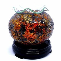 Brown Orange and Gold Color Elegant Cracked Glass Design Globe Aroma Oil and Mel - $29.05