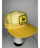 Vintage John Deere Trucker Snapback Cap Hat Yellow - Made In USA - £31.69 GBP