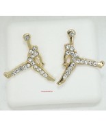 Michael Jordan Jumpman Logo Gold CZ Stud Earrings In Gift Box - $10.87 CAD