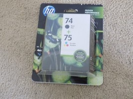 Genuine HP 74 Black &amp; 75 Tri Color Ink Cartridges--FREE SHIPPING! - £15.53 GBP