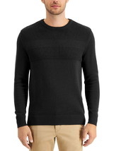 Club Room Men&#39;s Textured Cotton Sweater Deep Black-Medium - $18.99