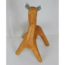 Unique Giraffe Figurine With Metal Ears And Tail - $29.09