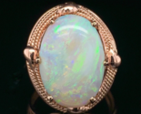 14k Rose Gold Handwrought Ring with a Large 6.05 Carat Australian Opal (... - $1,252.35