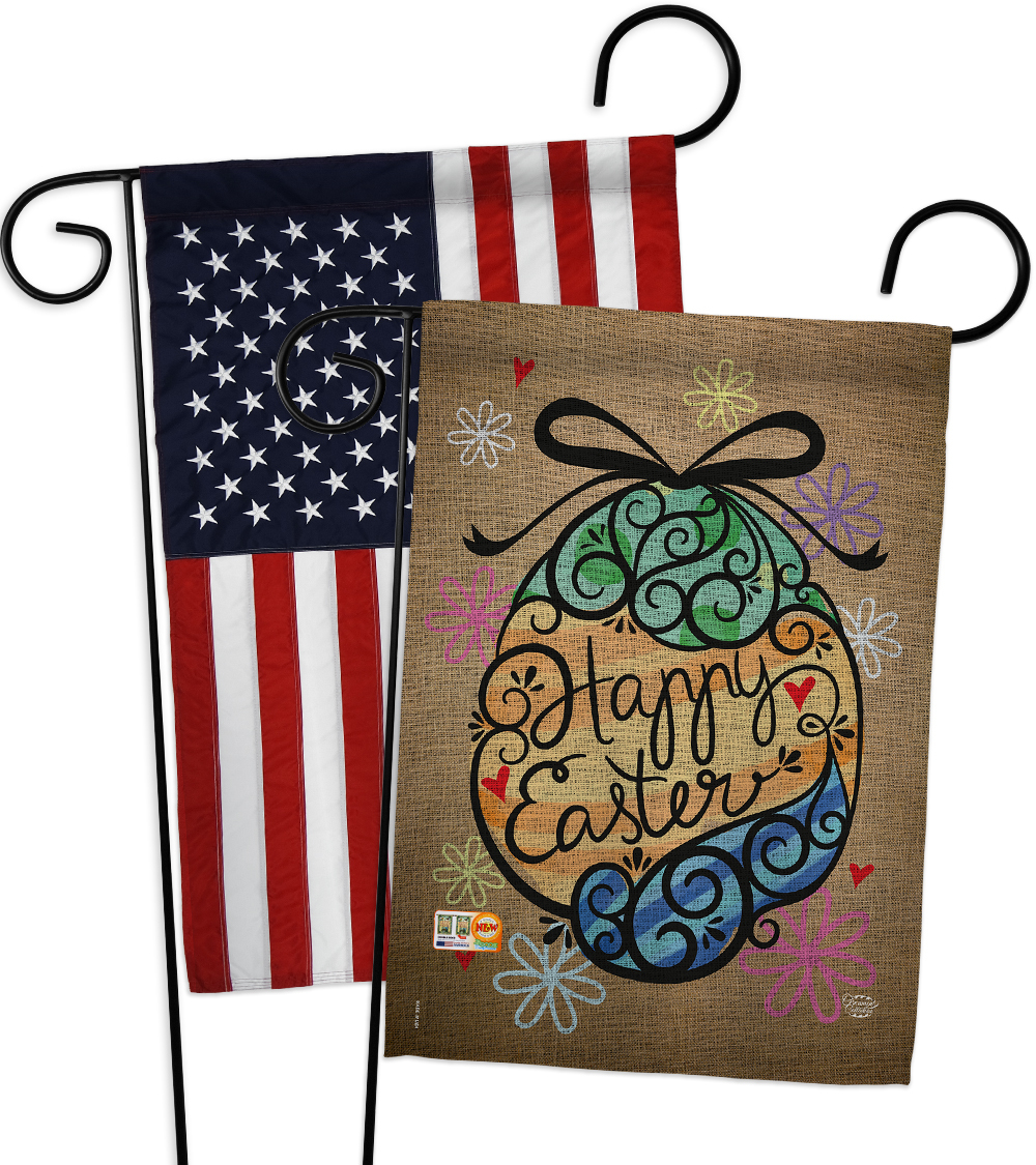 Colourful Happy Easter Egg - Impressions Decorative USA - Applique Garden Flags  - $30.97