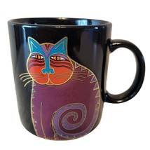 Vintage Laurel Burch Mythical Purple Teal Cat Black 12 oz Coffee Mug Tea Cup - £19.57 GBP