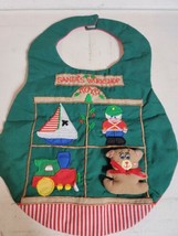 Vintage 1980s Baby Bib Santa&#39;s Toy Workshop Christmas 1989 Kubla Crafts VTG - £10.99 GBP