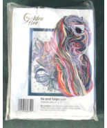 Golden Bee IRIS &amp; TULIPS Kit 60359 Counted Cross Stitch with Frame Vinta... - £7.44 GBP