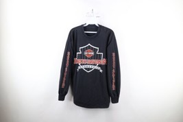 Vtg 90s Harley Davidson Mens Large Faded Spell Out Big Logo Long Sleeve T-Shirt - £88.74 GBP