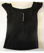 Women&#39;s Gap Stretch Black Short Sleeve Shirt Blouse Size M - $16.33 CAD