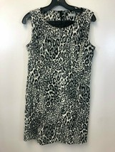 Rodika Zanian Women&#39;s Black White Sleeveless Leopard Print Dress, Size M... - $22.49