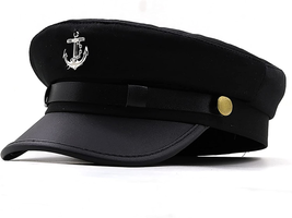 Men&#39;S Yacht Captain Skipper Anchor Hat, Newsboy Cap Chauffeur Hat Cabbie Paperbo - £23.65 GBP