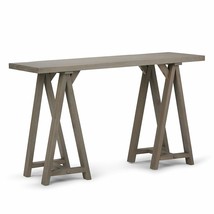 Console Table Sofa Accent Modern Tables Entryway Sawhorse Solid Wood 50-In. Grey - £248.66 GBP