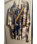 Vintage Tori Richard Hawaiian Shirt Plane Over Hawaiian Islands SZ 2XL - $69.29