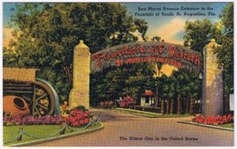 Postcard San Marco Ave Entrance Fountain Of Youth St Augustine Florida - £2.35 GBP