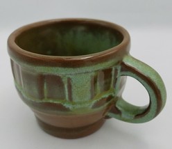 Vintage 60s 70s MCM Frankoma 94C Prairie Green Wagon Wheel Coffee Cup MUG BROWN - £14.02 GBP