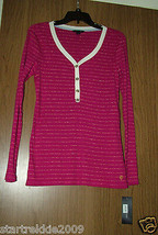 Tommy Hilfiger Women&#39;s Henley Sweater, Magenta Color. Sz.S(US)100% Authe... - £17.55 GBP