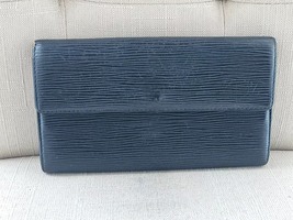 Louis Vuitton Wallet Card Holder Black Leather Long Clutch Purse Made in Spain - £113.36 GBP