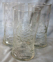 Arcoroc Clear Embossed Holly Tree Tumbler 16 oz Set of 3 - £16.52 GBP