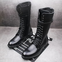 New Arrival Winter British Mens Black Mid Calf Boots Designer Shiny Short Plush  - £94.64 GBP