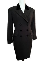 Vintage Evan Picone Double Breasted Black Wool Pea Coat Women’s Size 10 - £62.27 GBP