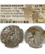 Alexander I Balas. APOLLO seated on Omphalus. SELEUKID Kings. NGC Choice... - $436.05