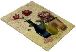 Vtg. Cheri Blum 3D Wall Art Plaque Ceramic Tile Roses In Acrylic Vases 6.25" image 3