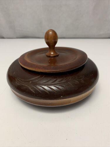 Primary image for Gorgeous Vintage Handcrafted Wooden Bowl with Lid KG Home Decor Accent