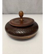 Gorgeous Vintage Handcrafted Wooden Bowl with Lid KG Home Decor Accent - £17.20 GBP