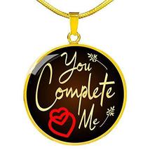 Express Your Love Gifts You Complete Me Circle Necklace Engraved 18k Gold 18-22&quot; - £51.33 GBP