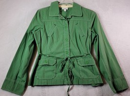 LOFT Shacket Womens Size 14 Green Long Sleeve Collared Snap Button Front EUC - £19.23 GBP