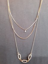 Express Necklace Jewelry Gold Tone Multi Strand Layered Multi Rhinestones - $13.86