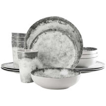 Gibson Elite Organic Decal 16 Piece Melamine Dinnerware Set In Gray And ... - €50,59 EUR