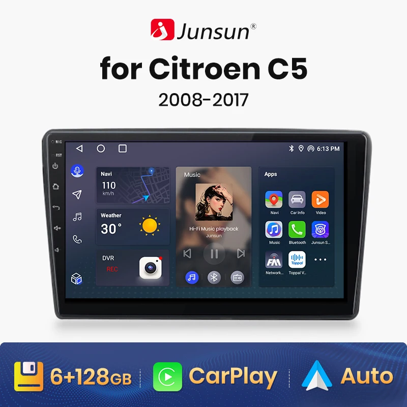 Junsun V1 AI Voice Wireless CarPlay Android Auto Radio for Citroen C5 2008 2009 - £120.43 GBP+