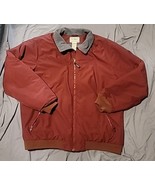LL Bean Warm Up Jacket Mens Size XXL Maroon Bomber Pockets Fleece Lined - $54.31 CAD