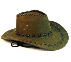 1 NEW OLIVE GREEN COLOR LEATHER style COWBOY WESTERN HAT new cowgirl men... - $12.34