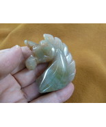 Y-UNIH-706) Agate Unicorn head rearing GEMSTONE carving figurine chess s... - $327.89 MXN