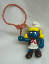 1981 Vintage Schleich The Smurfs Smurfette Cowgirl Smurf 2&quot; Pvc Figure Toy - £29.57 GBP