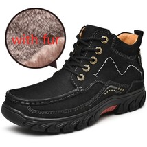 Men ankle Boots Warm genuine Leather winter boots lace up Outdoor Walkin... - £82.22 GBP