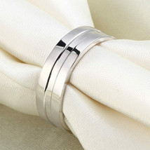 Anello di promessa di matrimonio da uomo con fascia piatta in argento 925 lucido - £43.80 GBP